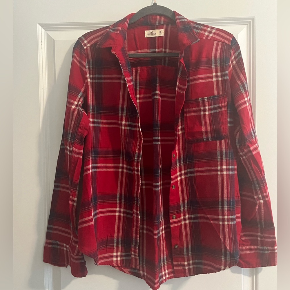 Hollister Red Plaid Button-Up Shirt